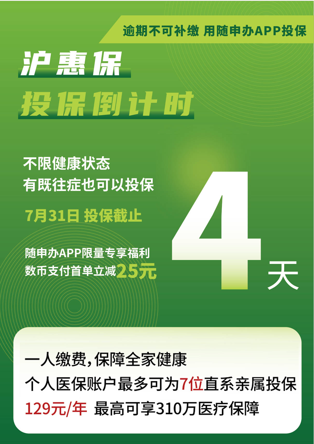 "沪惠保"倒计时4天！上"随申办"APP投保，享数币红包支付立减25元