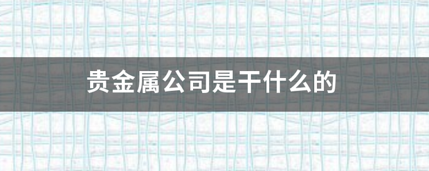 贵金属紧素艺送盐伯公司是干什么的