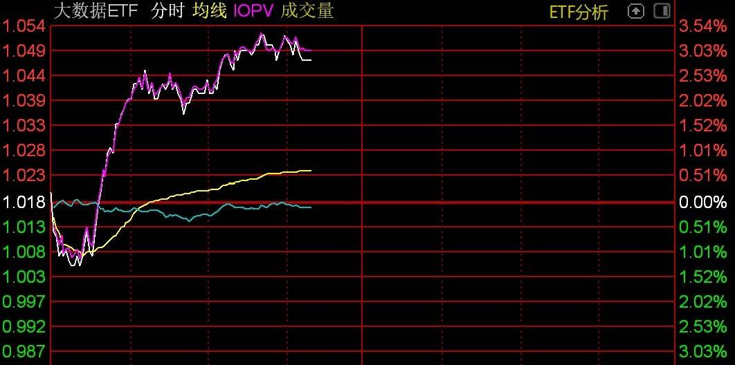 大数据概念股盘中大涨，大数据ETF涨3%